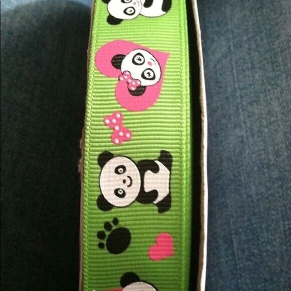 Grosgrain Ribbon 7/8” 5 yards 5/$20 pandas hearts - Picture 2 of 2